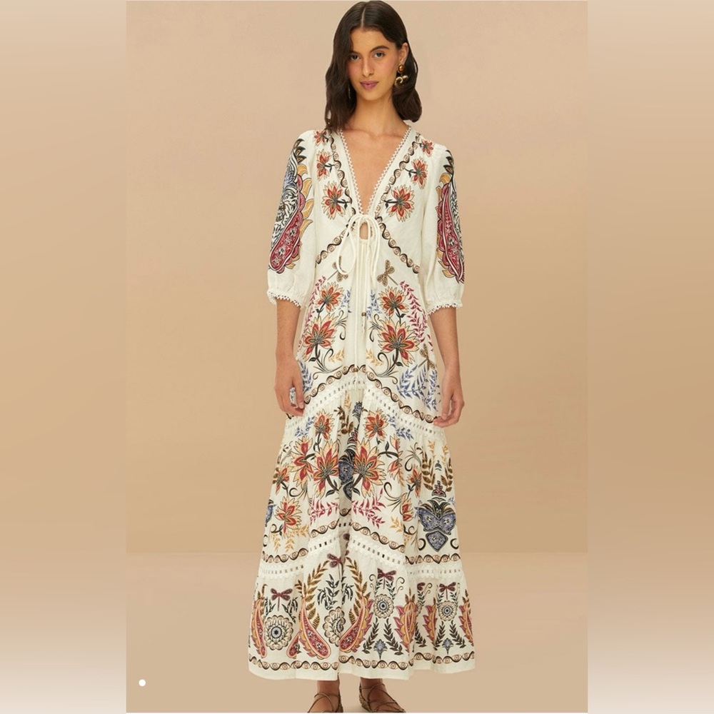 Farm Rio New XS Boho Glam Maxi Dress